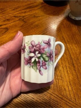 Porcelain Demitasse Cup with Pink Floral Design